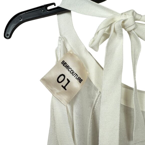 Semicouture Sweater Womens Medium White Embroidered Floral Mesh Lightweight - Picture 3 of 11